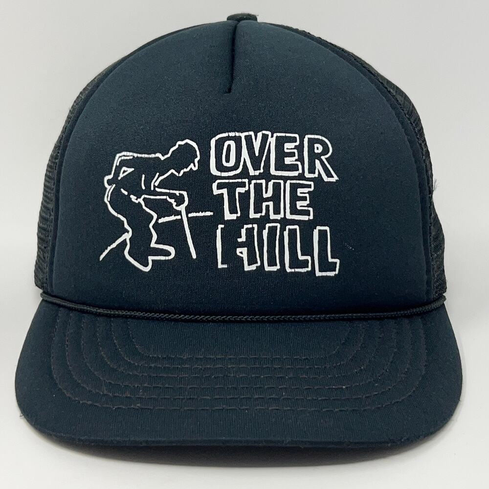 Vintage 80s Over The Hill Trucker Hat Baseball Cap Birthday Mesh Snapback Black